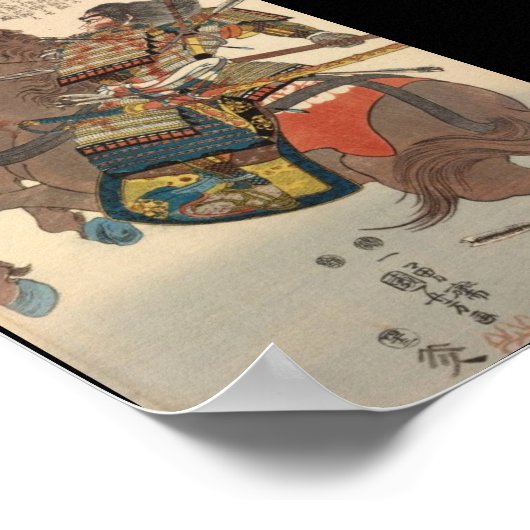 Bloody Samurai im vollen Rüstung auf einem Pferd,  Poster (Ecke)