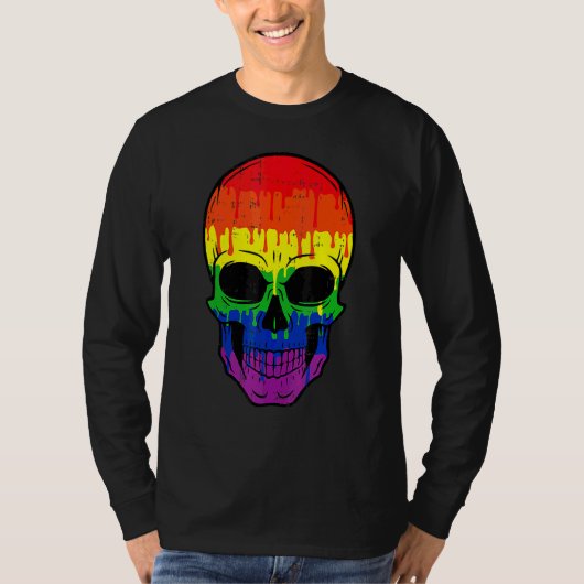 Bloody Skull Lgbt Gay Pride Kostüm Easy Halloween T-Shirt (Vorderseite)