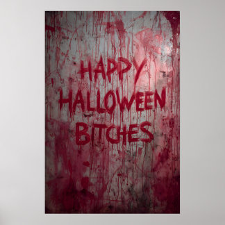 Bloody Splatters Halloween Dramatic Crazy Door Poster
