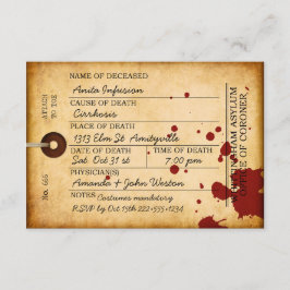 Bloody Toe Tag Halloween Antique Grunge Asyl Einladung