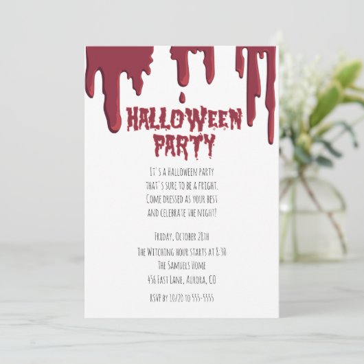 Bloody Tropfen Halloween Spooky Party Einladung (Stehend Vorderseite)