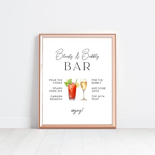 Bloody und Bubbly Bar Wedding Sign Poster