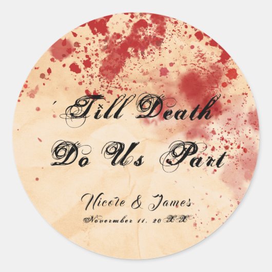 Bloody Vintag Paper Halloween Gothic Wedding Runder Aufkleber (Vorderseite)