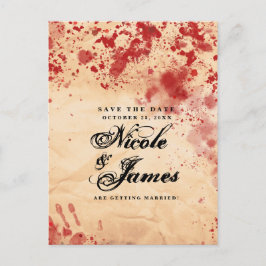 Bloody Vintag Paper Halloween Save the Date Ankündigungspostkarte