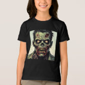 Bloody Zombie Face Comic Pop Art Halloween Tri-Blend Shirt (Vorderseite)