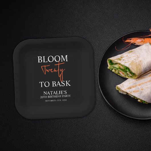 Bloom 20 zu bitten I Black Adult Birthday Party Pappteller