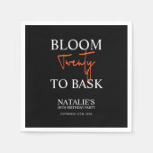 Bloom 20 zu bitten I Black Adult Birthday Party Serviette (Vorderseite)
