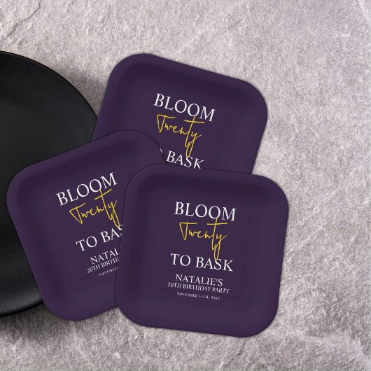 Bloom 20 zu bitten Ich Violet Erwachsenen Geburtst Pappteller