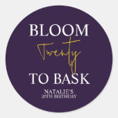 Bloom 20 zu bitten Ich Violet Erwachsenen Geburtst Runder Aufkleber (Vorderseite)