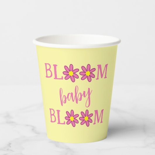 Bloom Baby Blom Babydusche Papiertüten Pappbecher (Vorderseite)