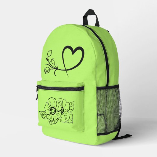 Bloom Bright – Simple Flower Backpack Bedruckter Rucksack (Rückseitige Ecke Rechts)