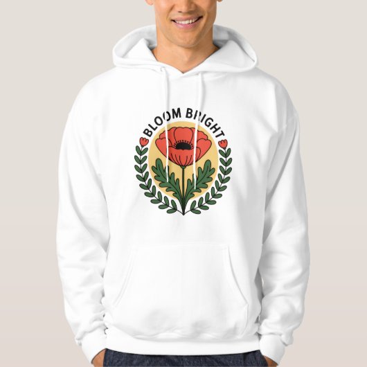 Bloom Bright Vintag Poppy Blume Wreath Hoodie (Vorderseite)