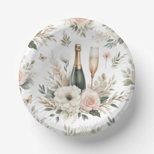 Bloom & Bubbles Papier-Schalen Pappteller (Vorderseite)