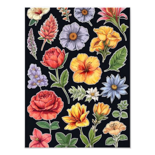 Bloom Burst: Ein lebendiges Blumendesign Fotodruck (Vorne)