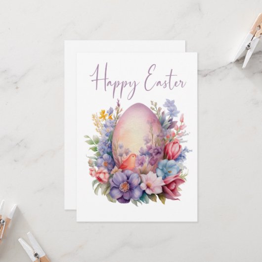 Bloom & Chirp – Easter Elegance Karte (Vorderseite/Rückseite Beispiel)