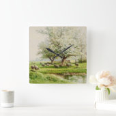 Bloom Fine Art Festival Moon and Stars Quadratische Wanduhr (Zuhause)