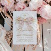 Bloom Floral Bow Girl Baptism Einladung