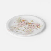 Bloom Floral Bow Girl Baptism Pappteller (Schrägansicht)