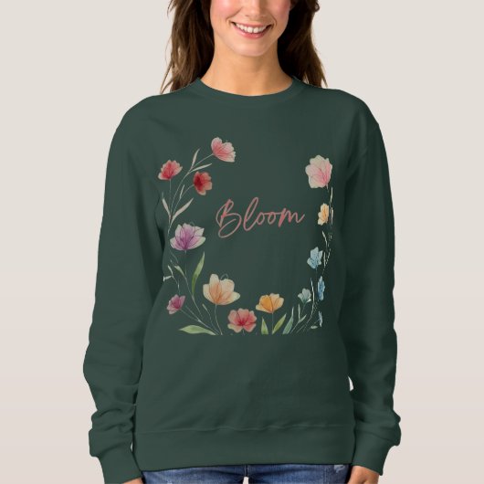 Bloom Floral Soft Pastel Botanical Design Sweatshirt (Vorderseite)