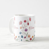 Bloom Floral Soft Pastel Botanical Inspirational Kaffeetasse (Vorderseite Links)