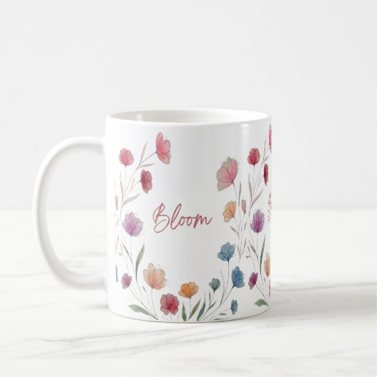 Bloom Floral Soft Pastel Botanical Inspirational Kaffeetasse (Links)