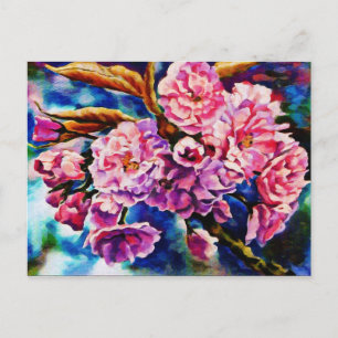 Bloom Floral Sun Fuchsia Pink Art Postkarte