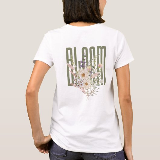Bloom Floral Typografie Cotattationcore Ästhetik T-Shirt (Rückseite)