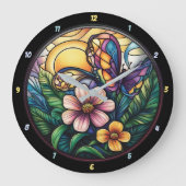 Bloom & Flutter" - künstlerischer Schmetterling Große Wanduhr (Vorderseite)