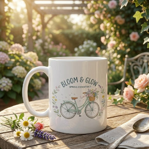 Bloom & Glow Vintage Floral Fahrrad Frühling Ästhe Kaffeetasse