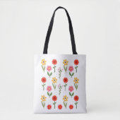 Bloom Grid – Retro Blumenmuster-Tasche Tasche (Vorderseite)