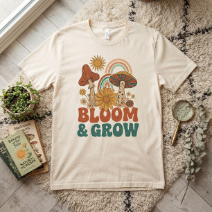 Bloom & Grow Retro Boho Pilz Regenbogen T-Shirt