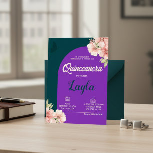 Bloom in Quinceañera! Boho Floral Mis Quince Einladung