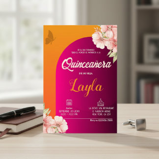 Bloom in Quinceañera! Boho Floral Mis Quince Einladung