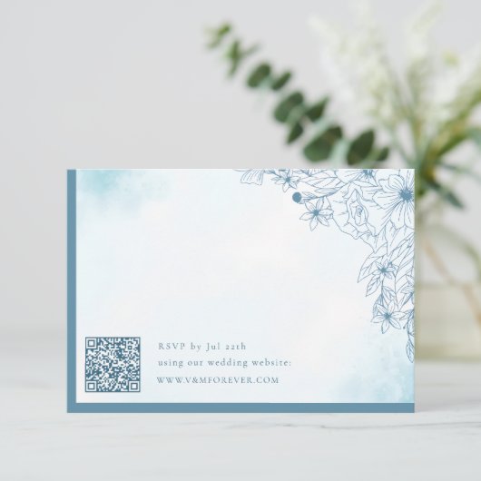 Bloom in Winter QR-Code RSVP-Karten RSVP Karte (Stehend Vorderseite)