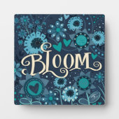 Bloom Inspirational Herz Bloral Hübsch Blau Fotoplatte (Vorderseite)