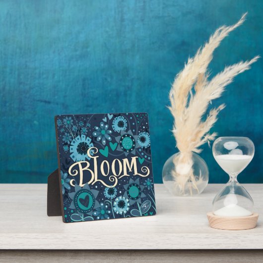 Bloom Inspirational Herz Bloral Hübsch Blau Fotoplatte (InSitu)