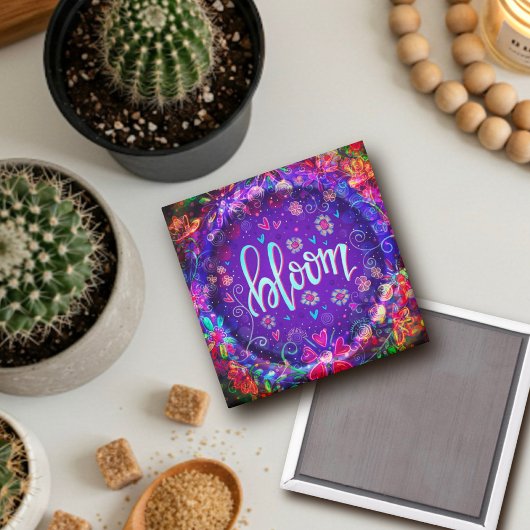 Bloom Lila floral Inspiration Trendy Fun Magnet