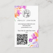 Bloom lila florale Logo Bestellung Vielen Dank Visitenkarte (Rückseite)