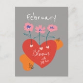Bloom mit Selbst-Liebe Februar Abstrakt Postkarte (Vorderseite)