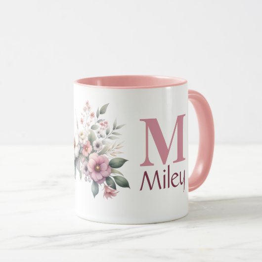 Bloom Monogramm - Personalisierte Bläschen Tasse (VorderseiteRechts)