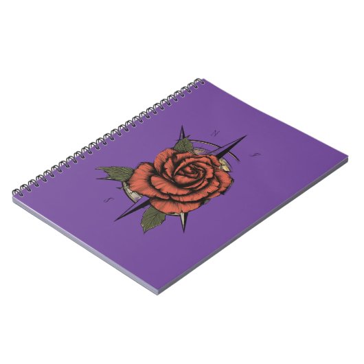 Bloom & Navigate: Rose Compass T-Shirt Notizblock (Linke Seite)