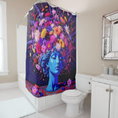 "Bloom of Eternity" - ein farbiges surreales Portr Duschvorhang (Beispiel)