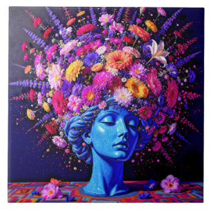 "Bloom of Eternity" - ein farbiges surreales Portr Fliese