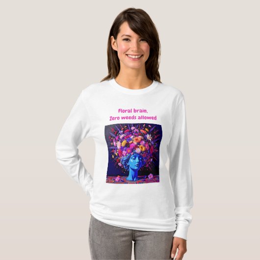 "Bloom of Eternity" - ein farbiges surreales Portr T-Shirt (Vorne ganz)