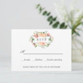 Bloom Peach Pink Botanical WEDD RSVP (Stehend Vorderseite)
