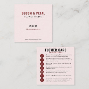 Bloom & Petal Blush Burgundy Pflegekarte Quadratische Visitenkarte