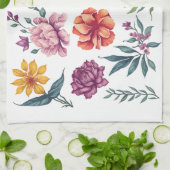 Bloom Pop – Farbige Blumen Geschirrtuch (Gefaltet)