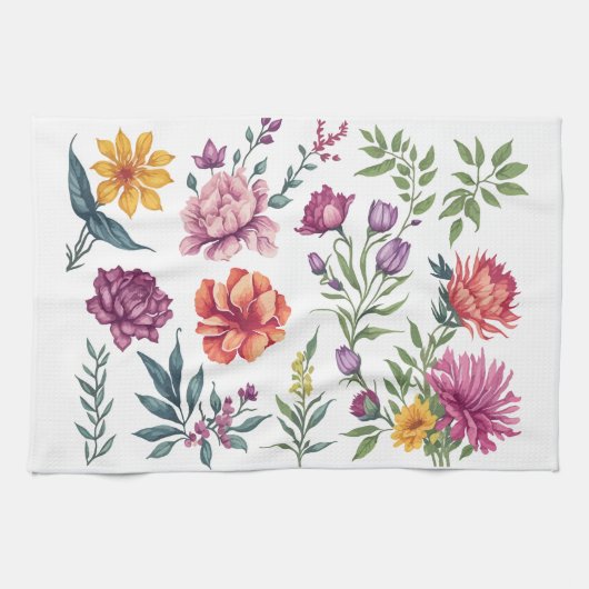 Bloom Pop – Farbige Blumen Geschirrtuch (Horizontal)