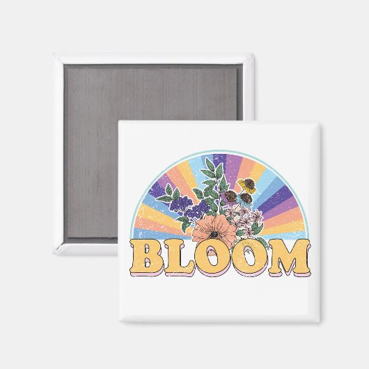 Bloom Retro Floral Magnet (Vorderseite/Rückseite)