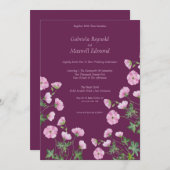 Bloom Simple Watercolor Geranium Wedding Einladung (Vorne/Hinten)